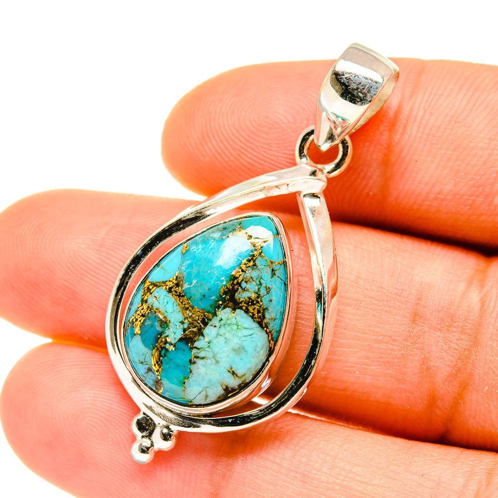 Blue Copper Composite Turquoise Pendants handcrafted by Ana Silver Co - PD4651
