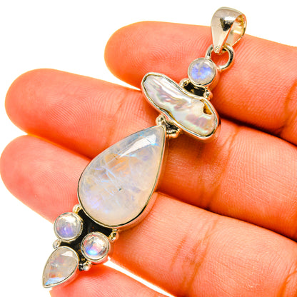 Rainbow Moonstone Pendants handcrafted by Ana Silver Co - PD4684