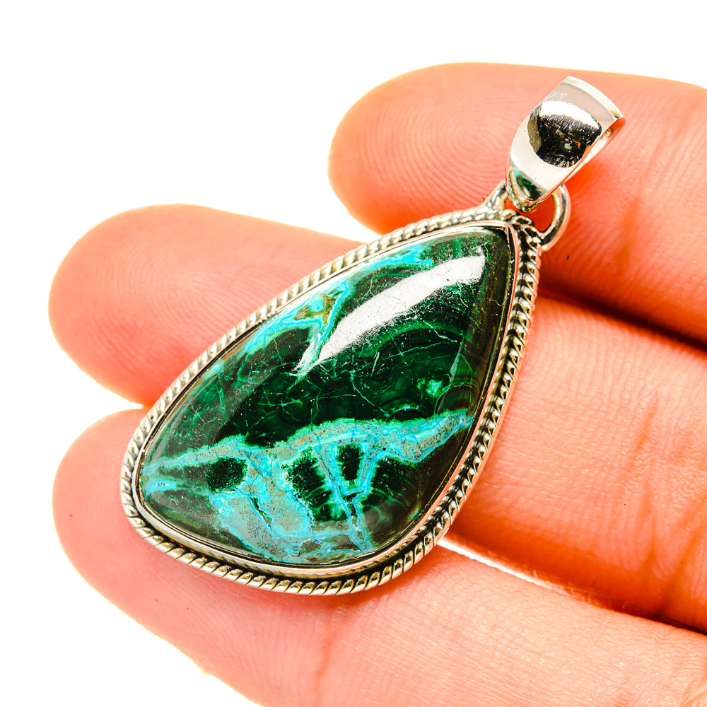 Malachite In Chrysocolla Pendants handcrafted by Ana Silver Co - PD4703