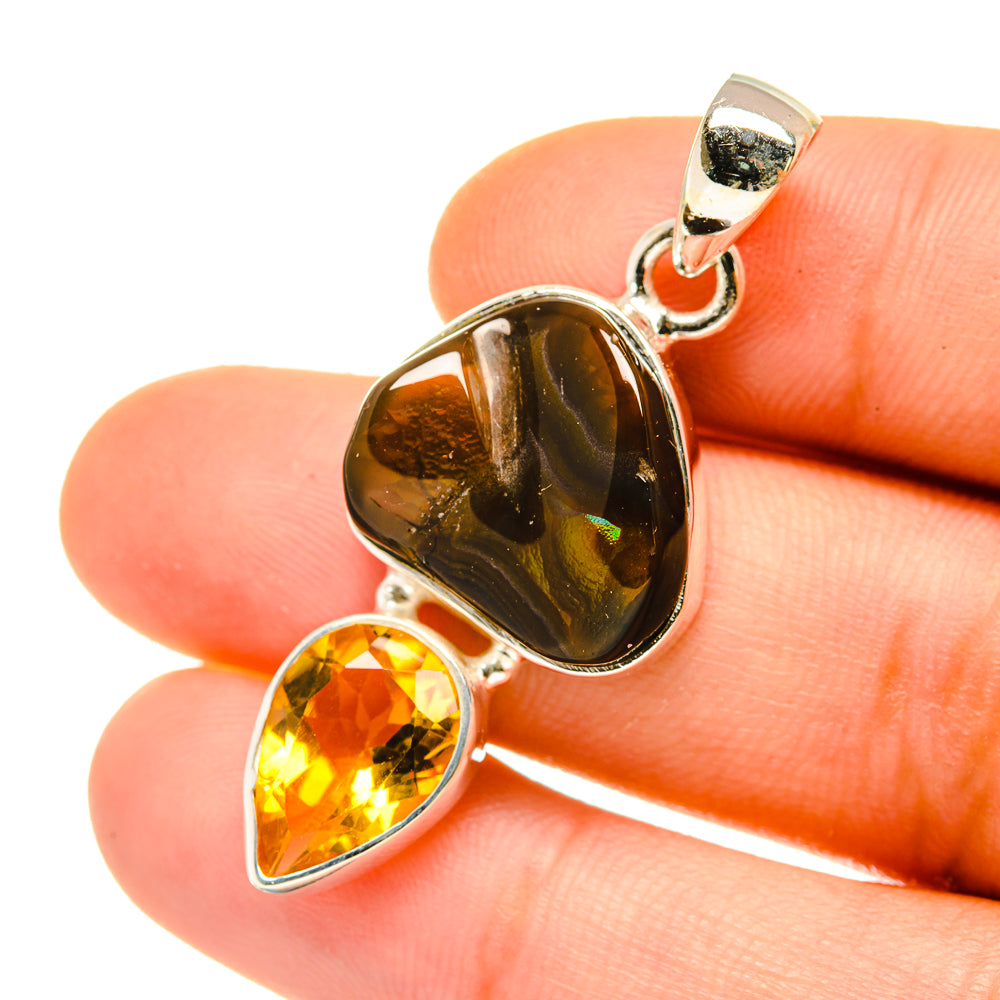 Mexican Fire Agate Pendants handcrafted by Ana Silver Co - PD4758
