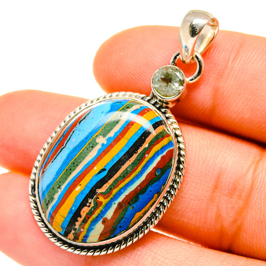 Rainbow Calsilica Pendants handcrafted by Ana Silver Co - PD4763