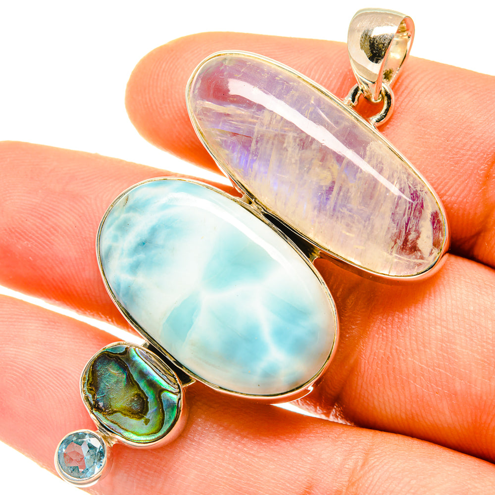 Rainbow Moonstone Pendants handcrafted by Ana Silver Co - PD4781