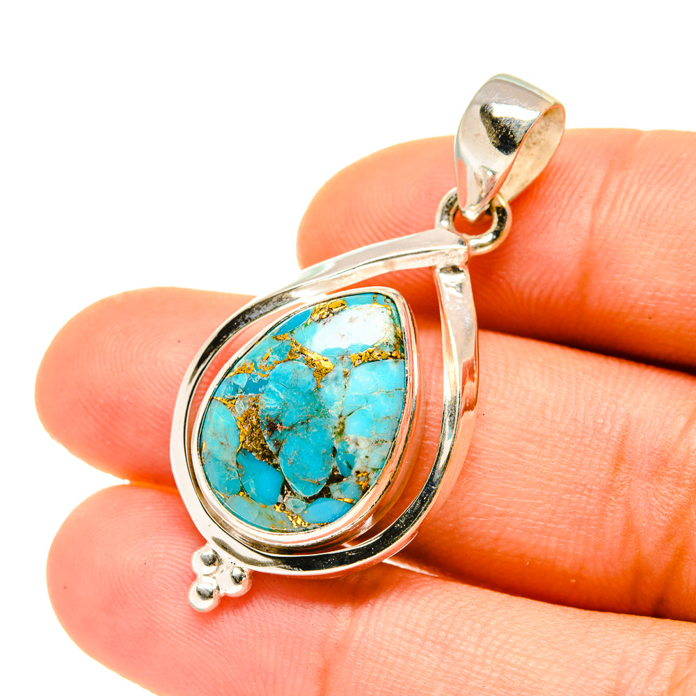 Blue Copper Composite Turquoise Pendants handcrafted by Ana Silver Co - PD4837