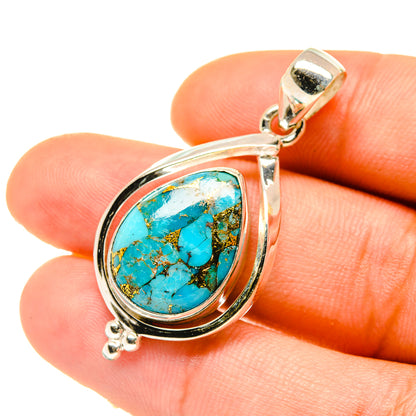 Blue Copper Composite Turquoise Pendants handcrafted by Ana Silver Co - PD4838