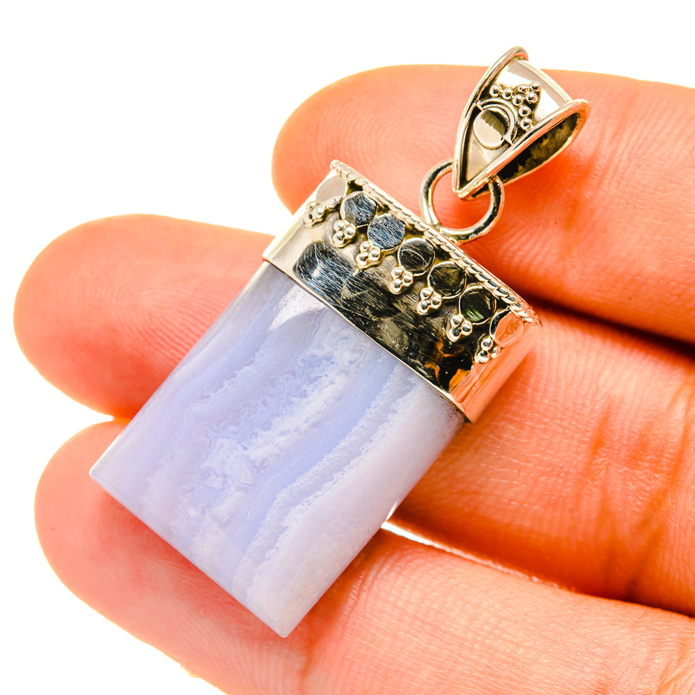 Blue Lace Agate Pendants handcrafted by Ana Silver Co - PD4840