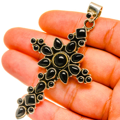 Black Onyx Cross Pendants handcrafted by Ana Silver Co - PD4845
