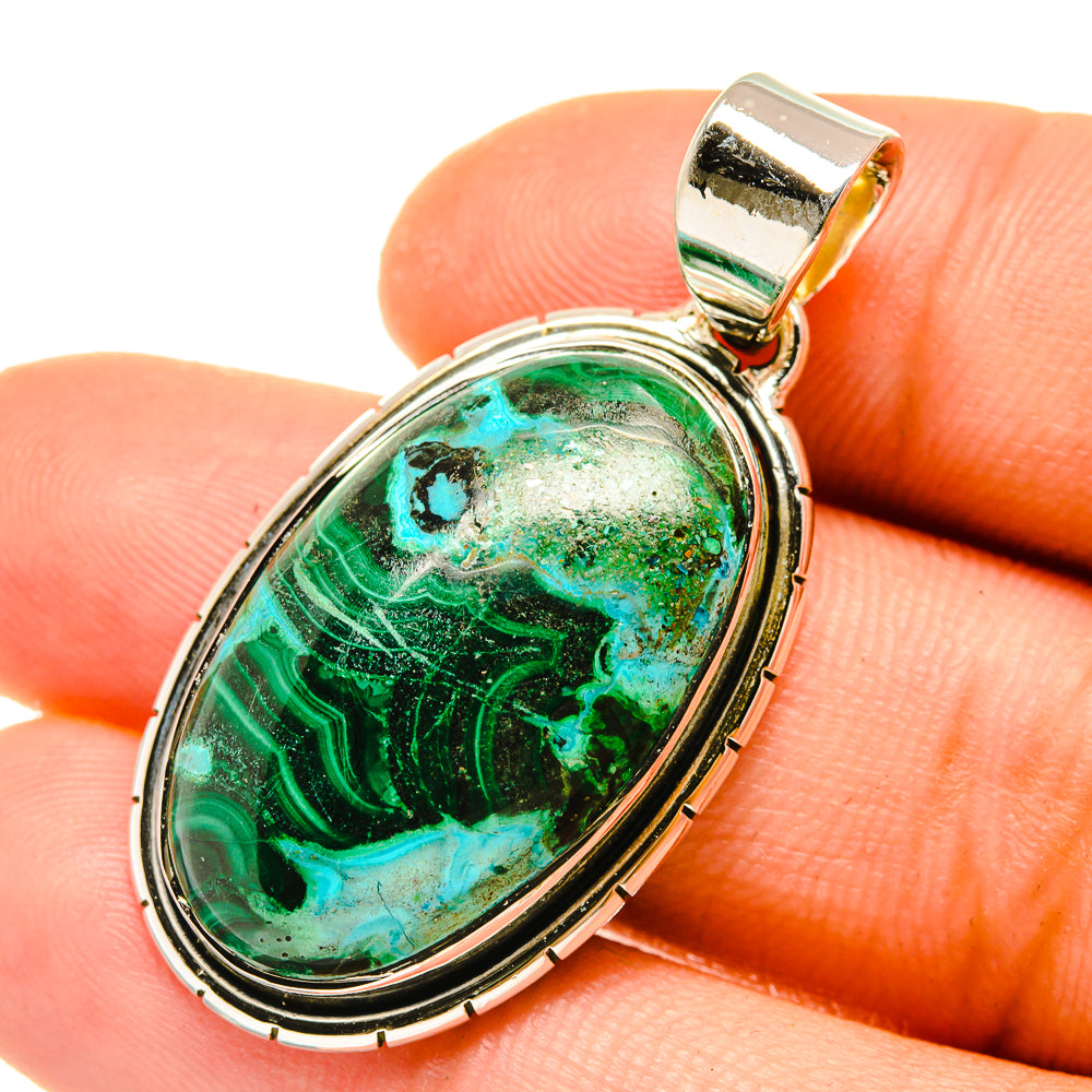 Malachite In Chrysocolla Pendants handcrafted by Ana Silver Co - PD4863