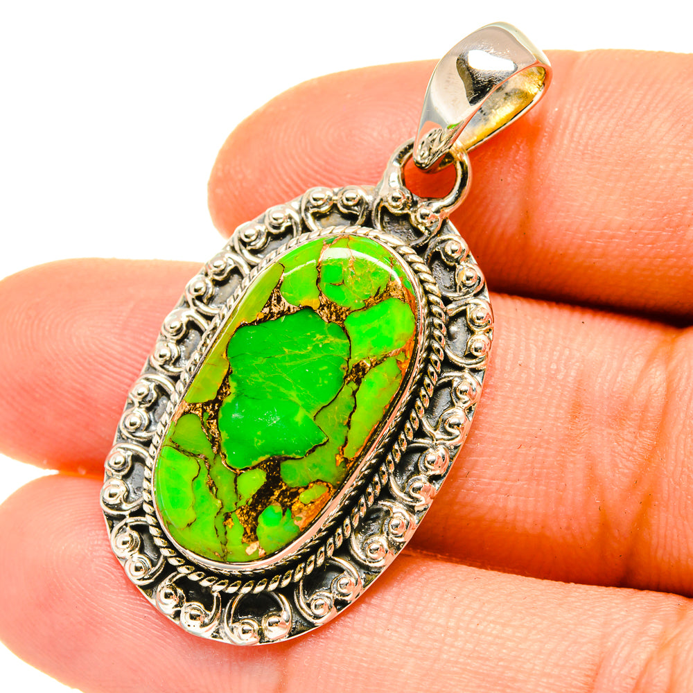 Green Copper Composite Turquoise Pendants handcrafted by Ana Silver Co - PD4866