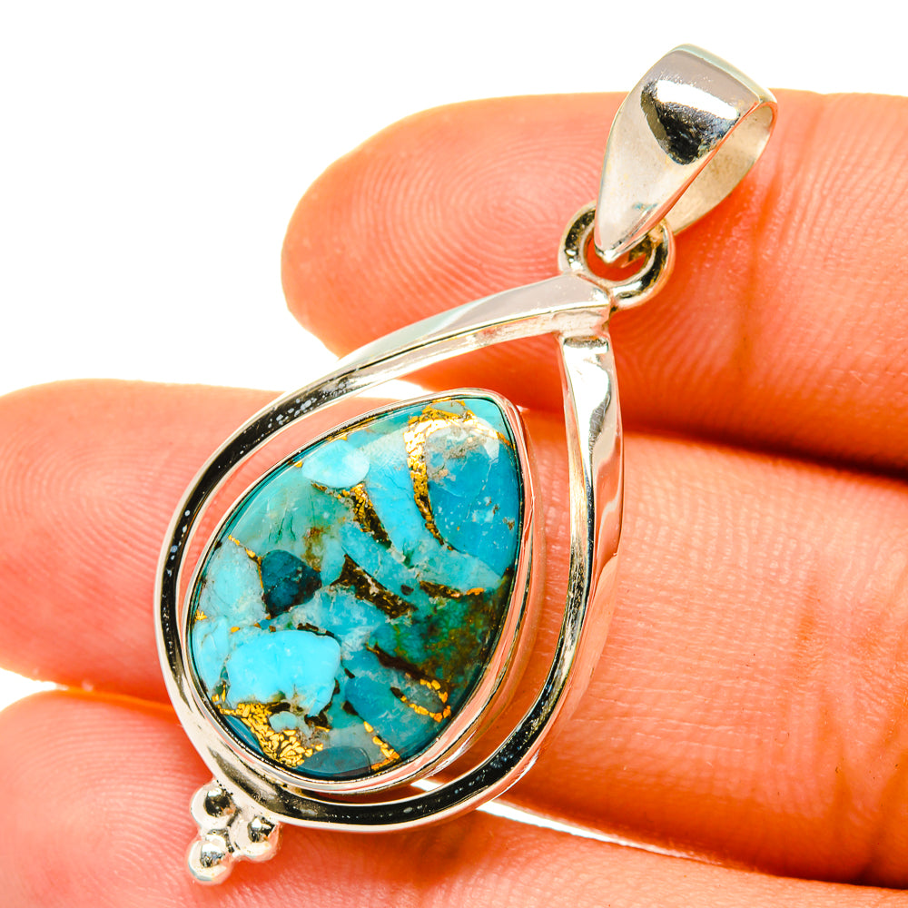 Blue Copper Composite Turquoise Pendants handcrafted by Ana Silver Co - PD4898