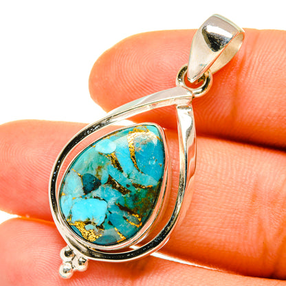 Blue Copper Composite Turquoise Pendants handcrafted by Ana Silver Co - PD4898