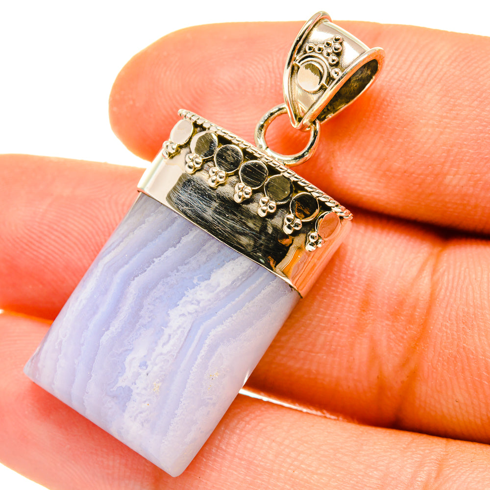 Blue Lace Agate Pendants handcrafted by Ana Silver Co - PD4899