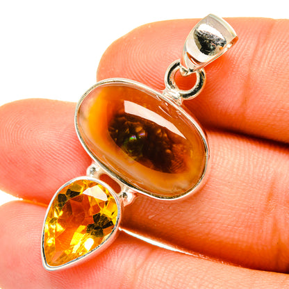 Mexican Fire Agate Pendants handcrafted by Ana Silver Co - PD4941