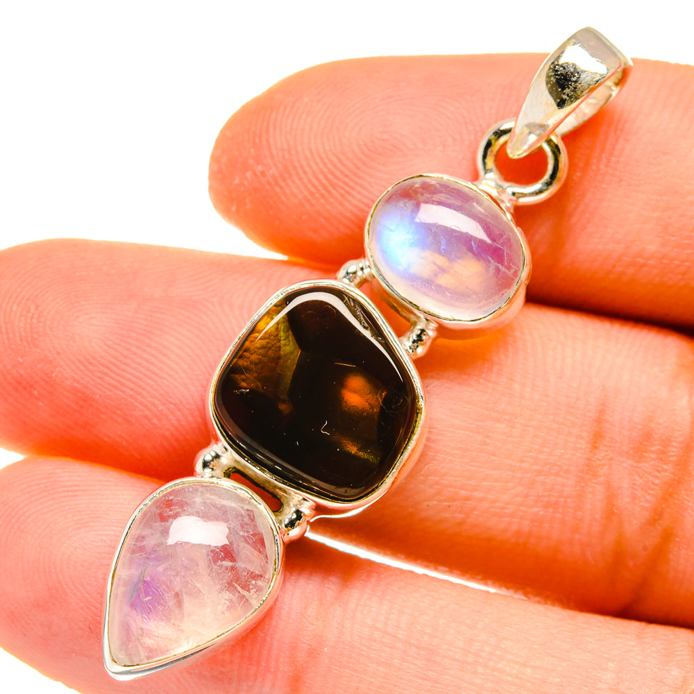 Mexican Fire Agate Pendants handcrafted by Ana Silver Co - PD4974