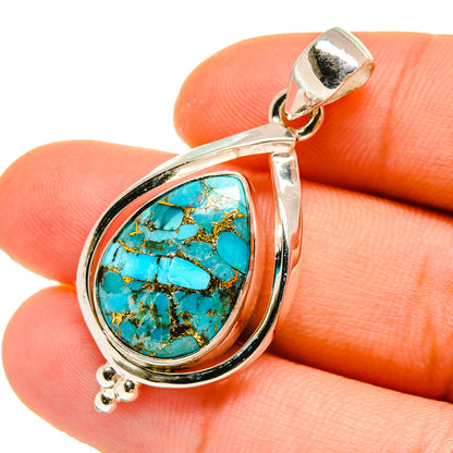 Blue Copper Composite Turquoise Pendants handcrafted by Ana Silver Co - PD4978