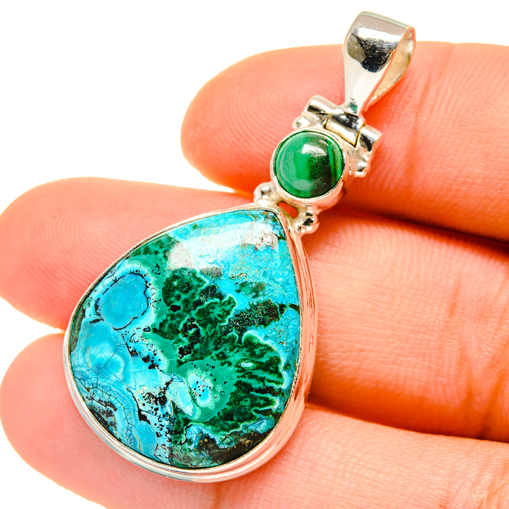 Malachite In Chrysocolla Pendants handcrafted by Ana Silver Co - PD4986