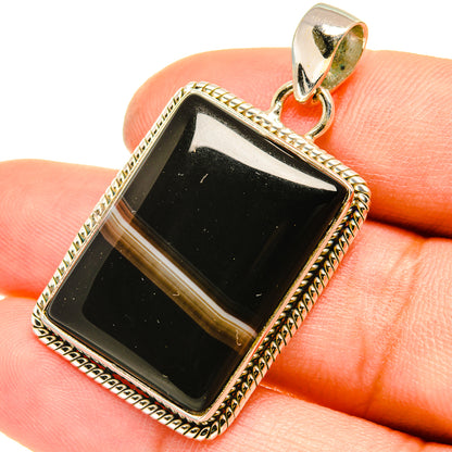 Black Botswana Agate Pendants handcrafted by Ana Silver Co - PD5052