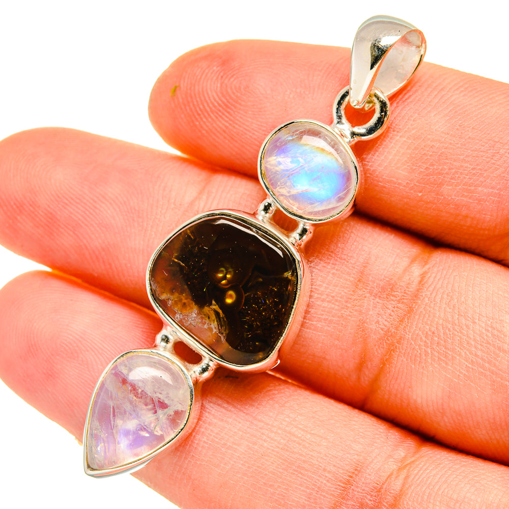 Mexican Fire Agate Pendants handcrafted by Ana Silver Co - PD5134