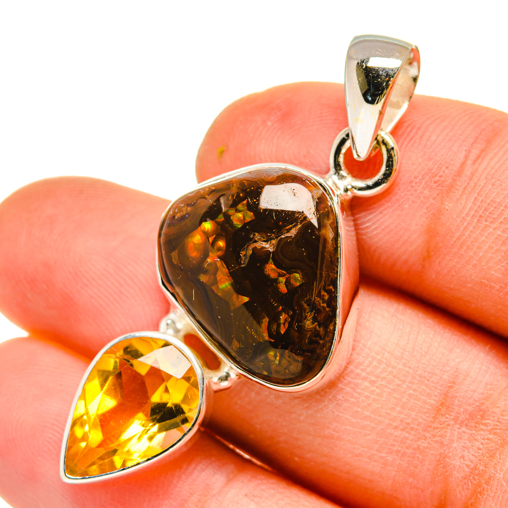 Mexican Fire Agate Pendants handcrafted by Ana Silver Co - PD5137