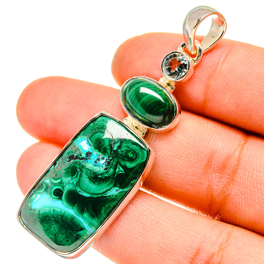 Malachite In Chrysocolla Pendants handcrafted by Ana Silver Co - PD5199
