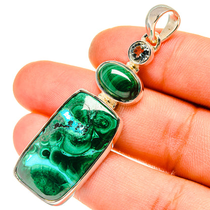 Malachite In Chrysocolla Pendants handcrafted by Ana Silver Co - PD5199