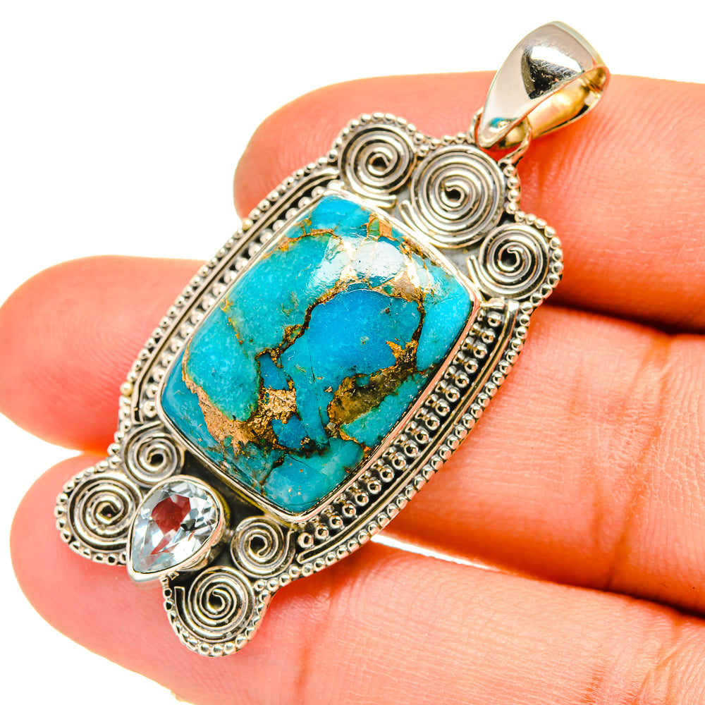 Blue Copper Composite Turquoise Pendants handcrafted by Ana Silver Co - PD5214