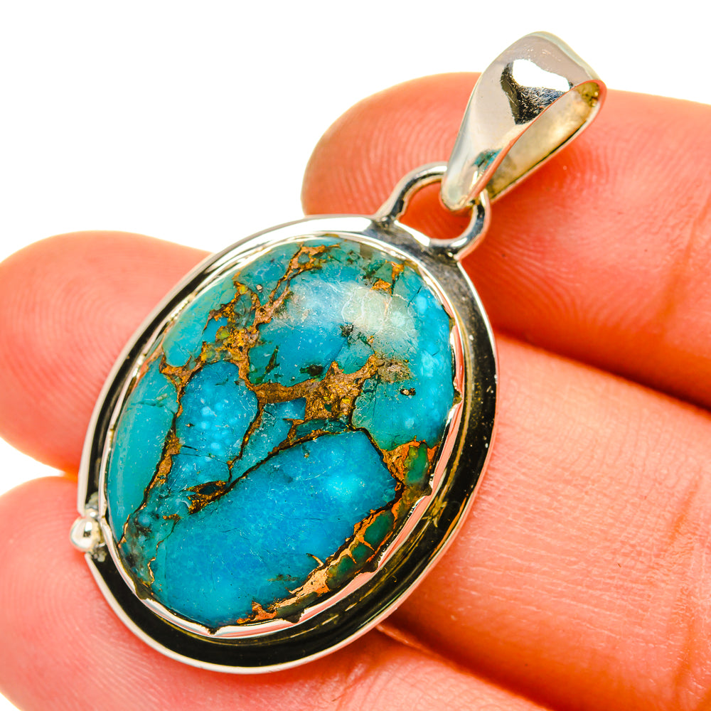 Blue Copper Composite Turquoise Pendants handcrafted by Ana Silver Co - PD5216
