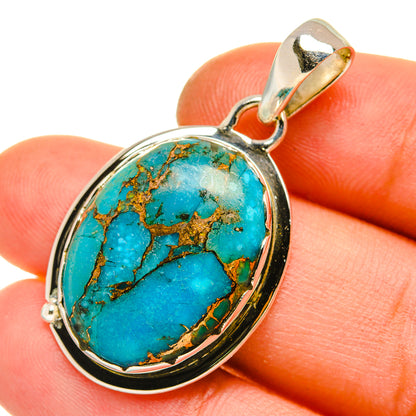 Blue Copper Composite Turquoise Pendants handcrafted by Ana Silver Co - PD5216