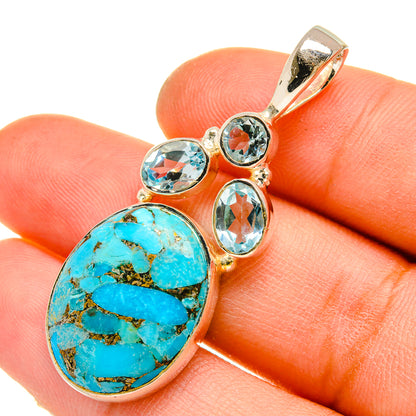 Blue Copper Composite Turquoise Pendants handcrafted by Ana Silver Co - PD5221