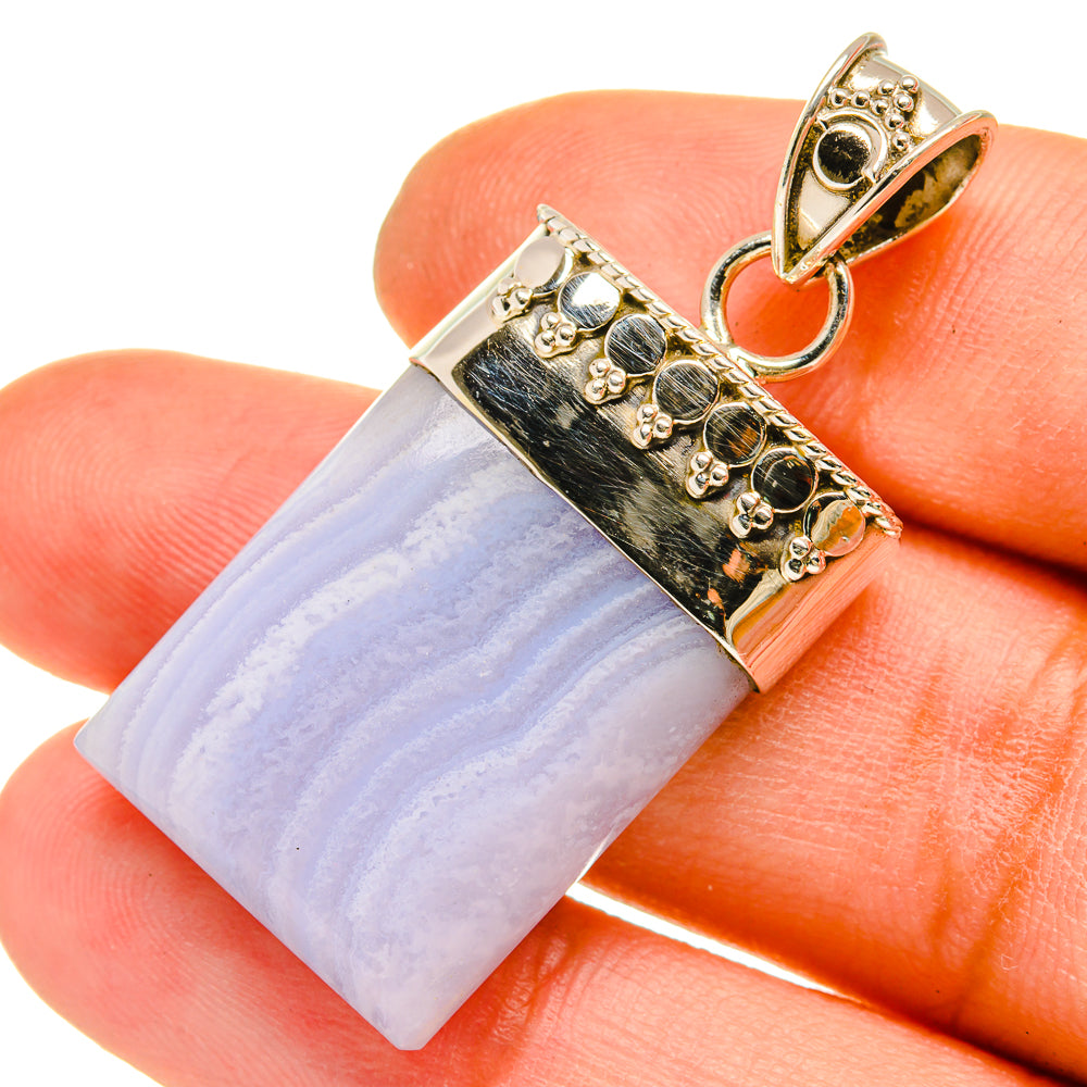 Blue Lace Agate Pendants handcrafted by Ana Silver Co - PD5257