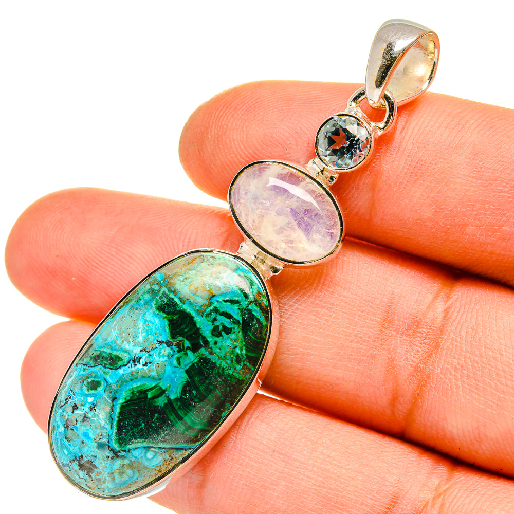 Malachite In Chrysocolla Pendants handcrafted by Ana Silver Co - PD5298