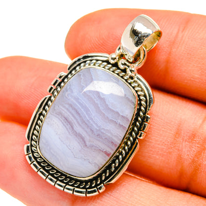 Blue Lace Agate Pendants handcrafted by Ana Silver Co - PD5315