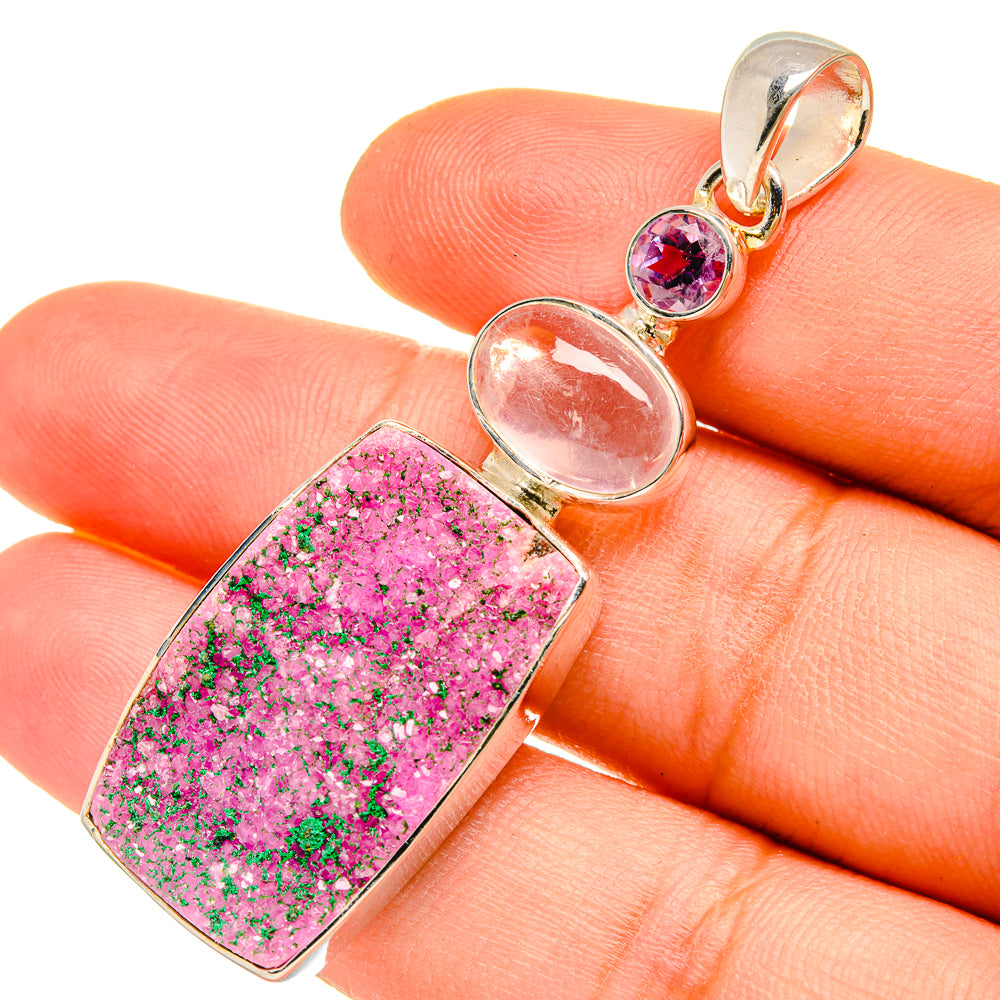 Cobalto Calcite Druzy Pendants handcrafted by Ana Silver Co - PD5316