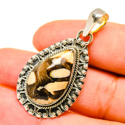 Jasper teardrop pendant close-up with 925 sterling silver ornate border and bail