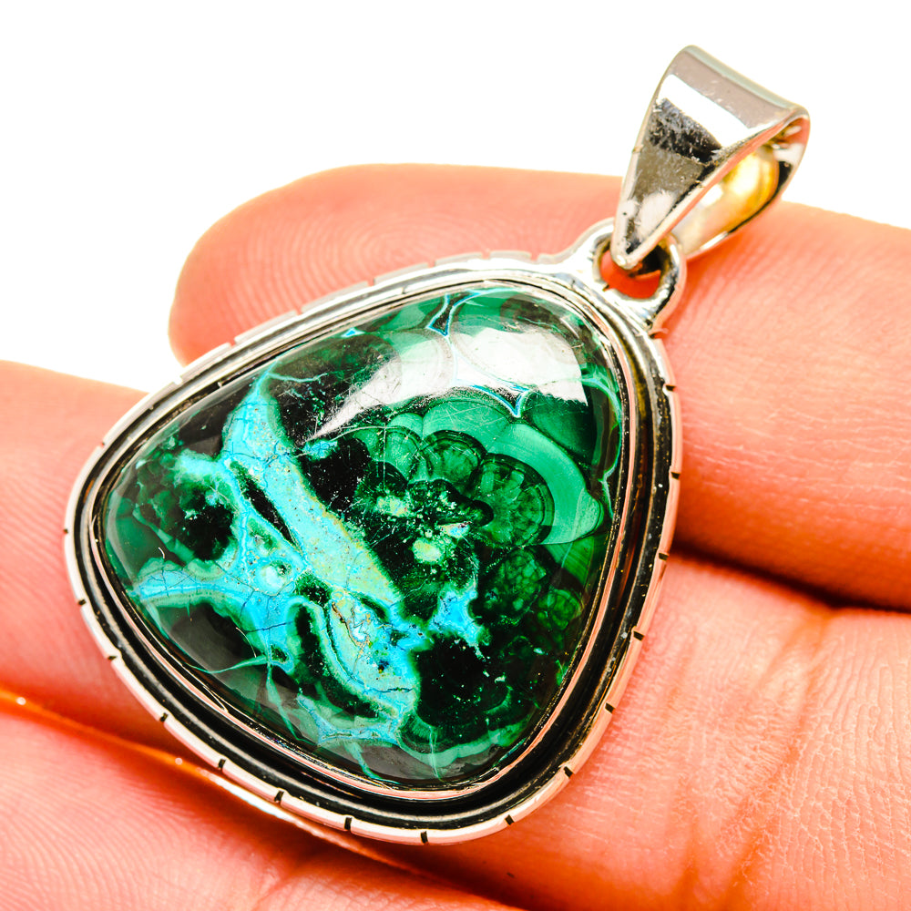 Malachite In Chrysocolla Pendants handcrafted by Ana Silver Co - PD5337
