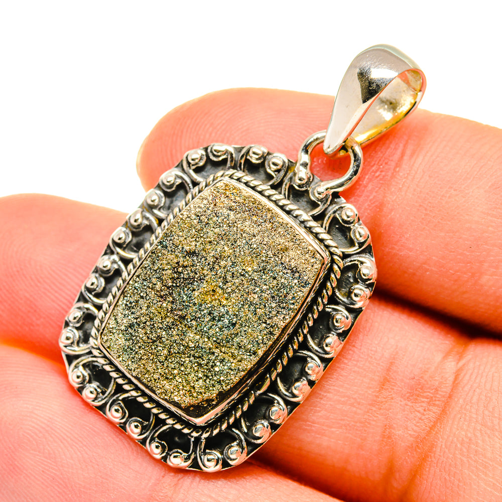 Spectro Pyrite Druzy Pendants handcrafted by Ana Silver Co - PD5438