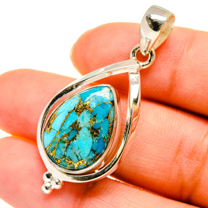 Blue Copper Composite Turquoise Pendants handcrafted by Ana Silver Co - PD5446