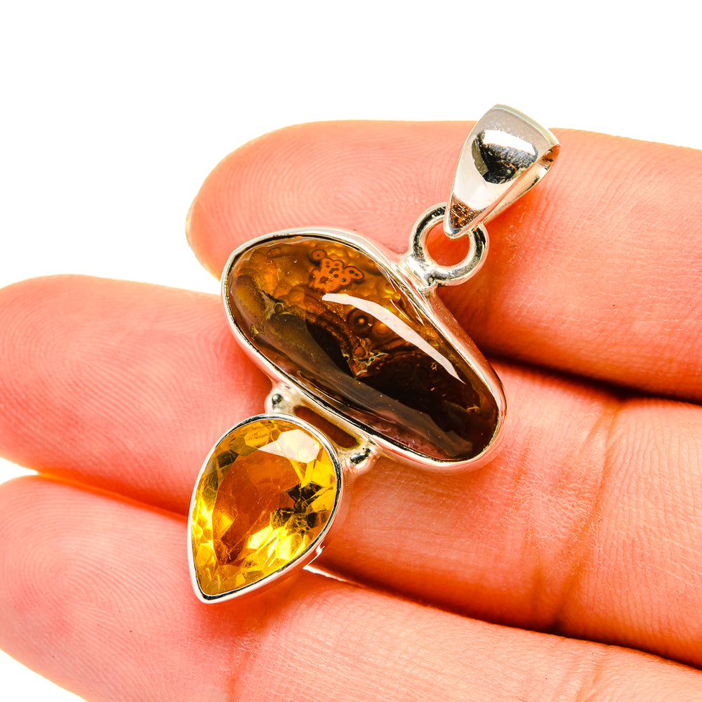 Mexican Fire Agate Pendants handcrafted by Ana Silver Co - PD5466