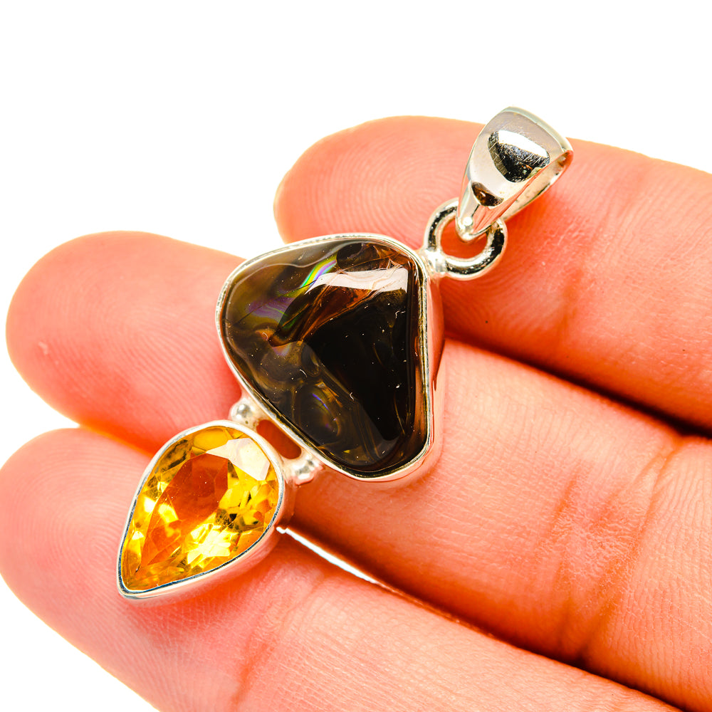 Mexican Fire Agate Pendants handcrafted by Ana Silver Co - PD5470