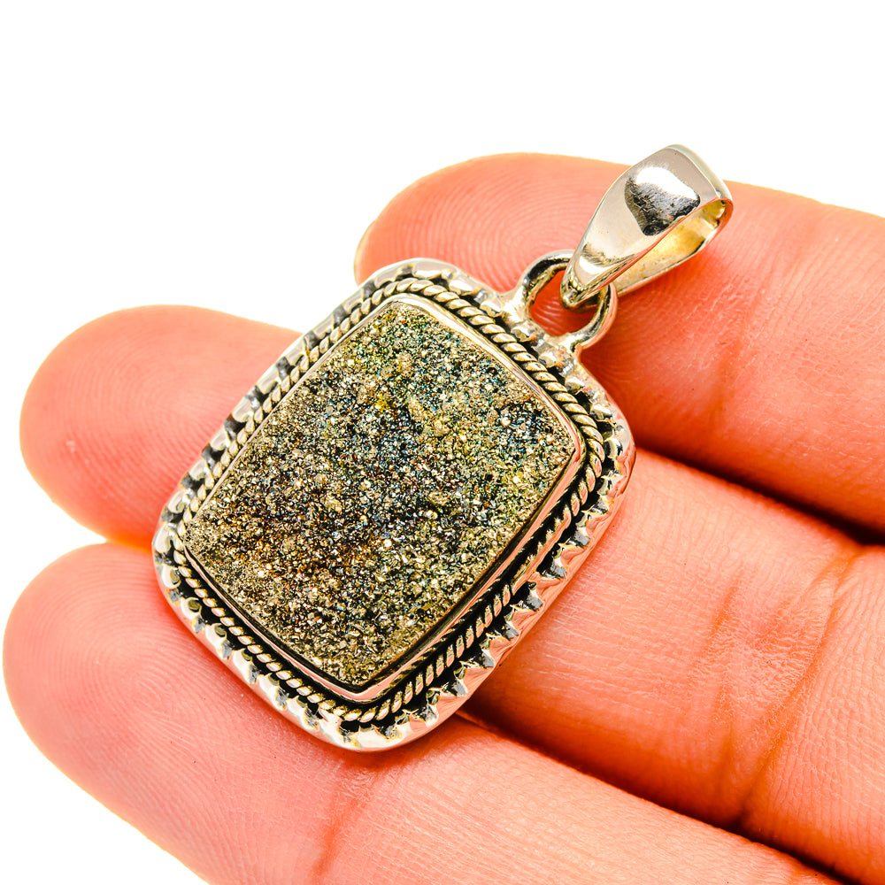 Spectro Pyrite Druzy Pendants handcrafted by Ana Silver Co - PD5484