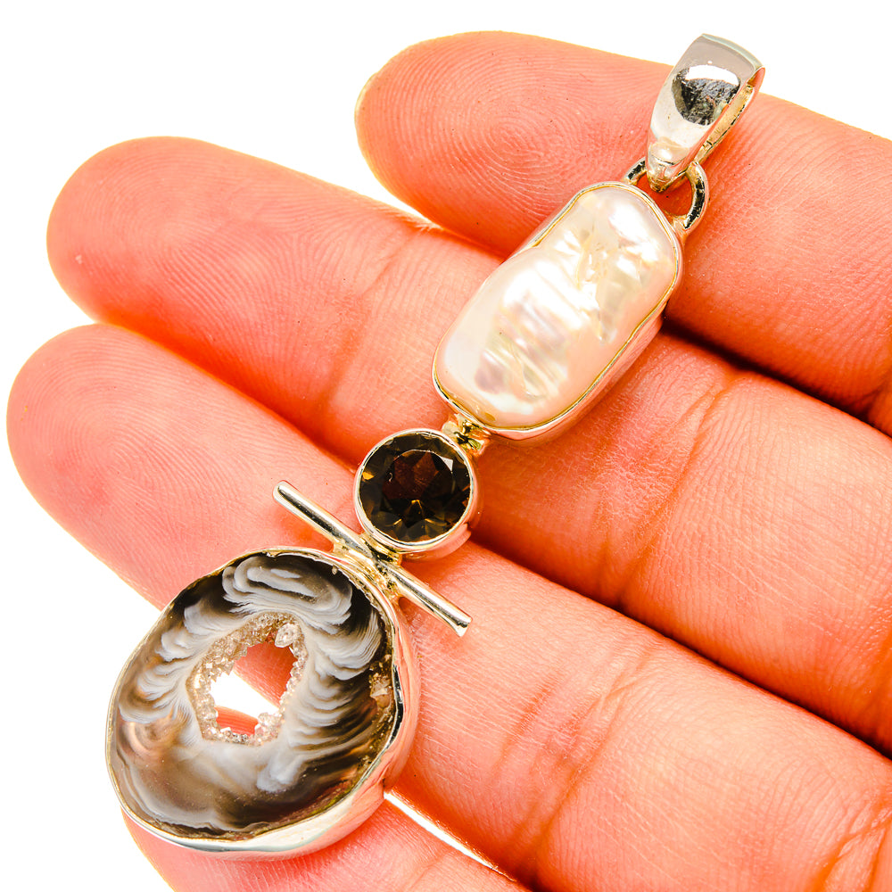 Coconut Geode Druzy Pendants handcrafted by Ana Silver Co - PD5543