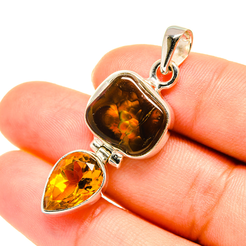 Mexican Fire Agate Pendants handcrafted by Ana Silver Co - PD5624