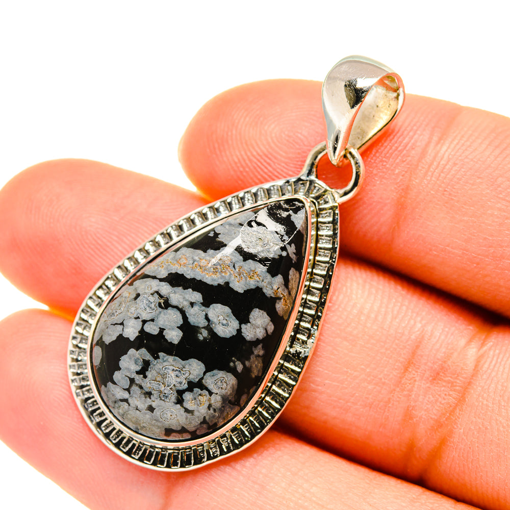 Snowflake Obsidian Pendants handcrafted by Ana Silver Co - PD5625