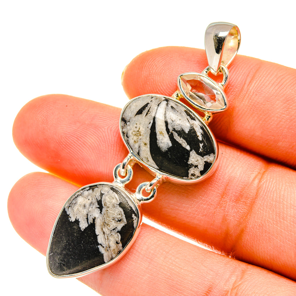 Chrysanthemum Stone Pendants handcrafted by Ana Silver Co - PD5641
