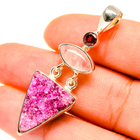 Cobalto Calcite Druzy Pendants handcrafted by Ana Silver Co - PD5679