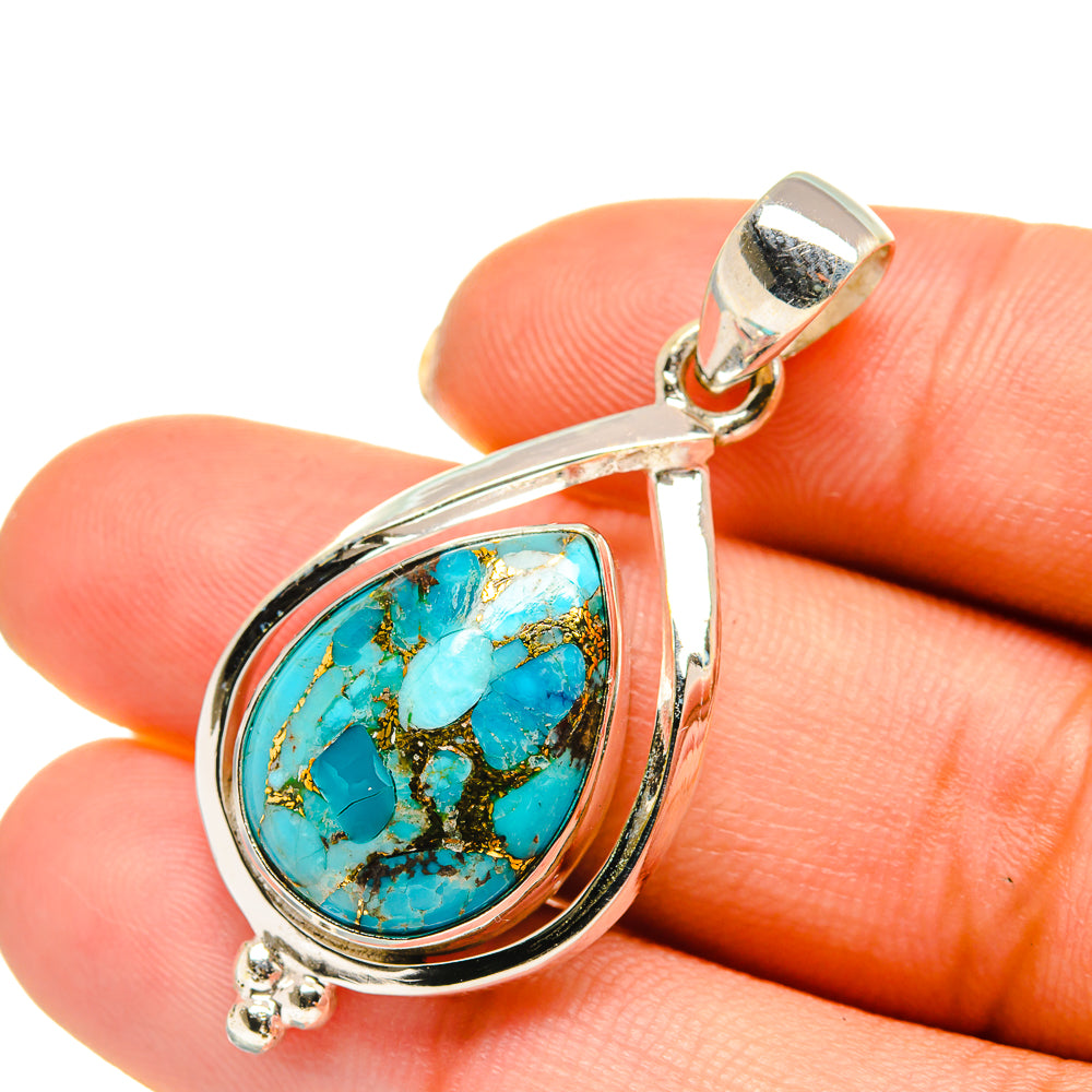 Blue Copper Composite Turquoise Pendants handcrafted by Ana Silver Co - PD5726