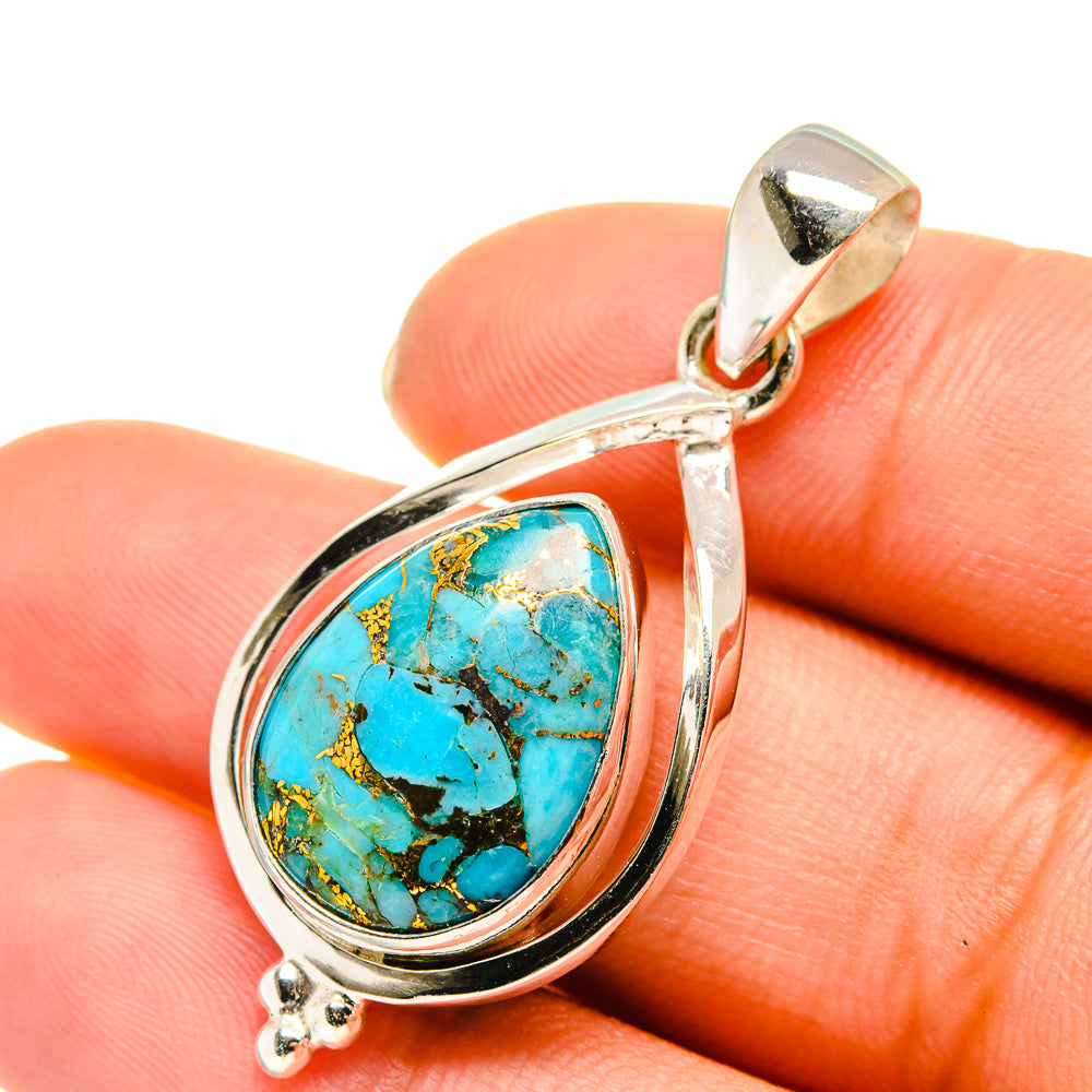 Blue Copper Composite Turquoise Pendants handcrafted by Ana Silver Co - PD5754