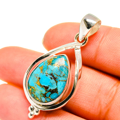 Blue Copper Composite Turquoise Pendants handcrafted by Ana Silver Co - PD5754