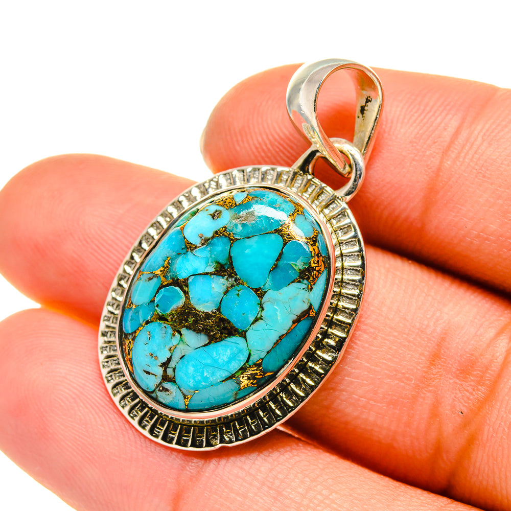 Blue Copper Composite Turquoise Pendants handcrafted by Ana Silver Co - PD5755