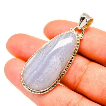 Blue Lace Agate Pendants handcrafted by Ana Silver Co - PD5765