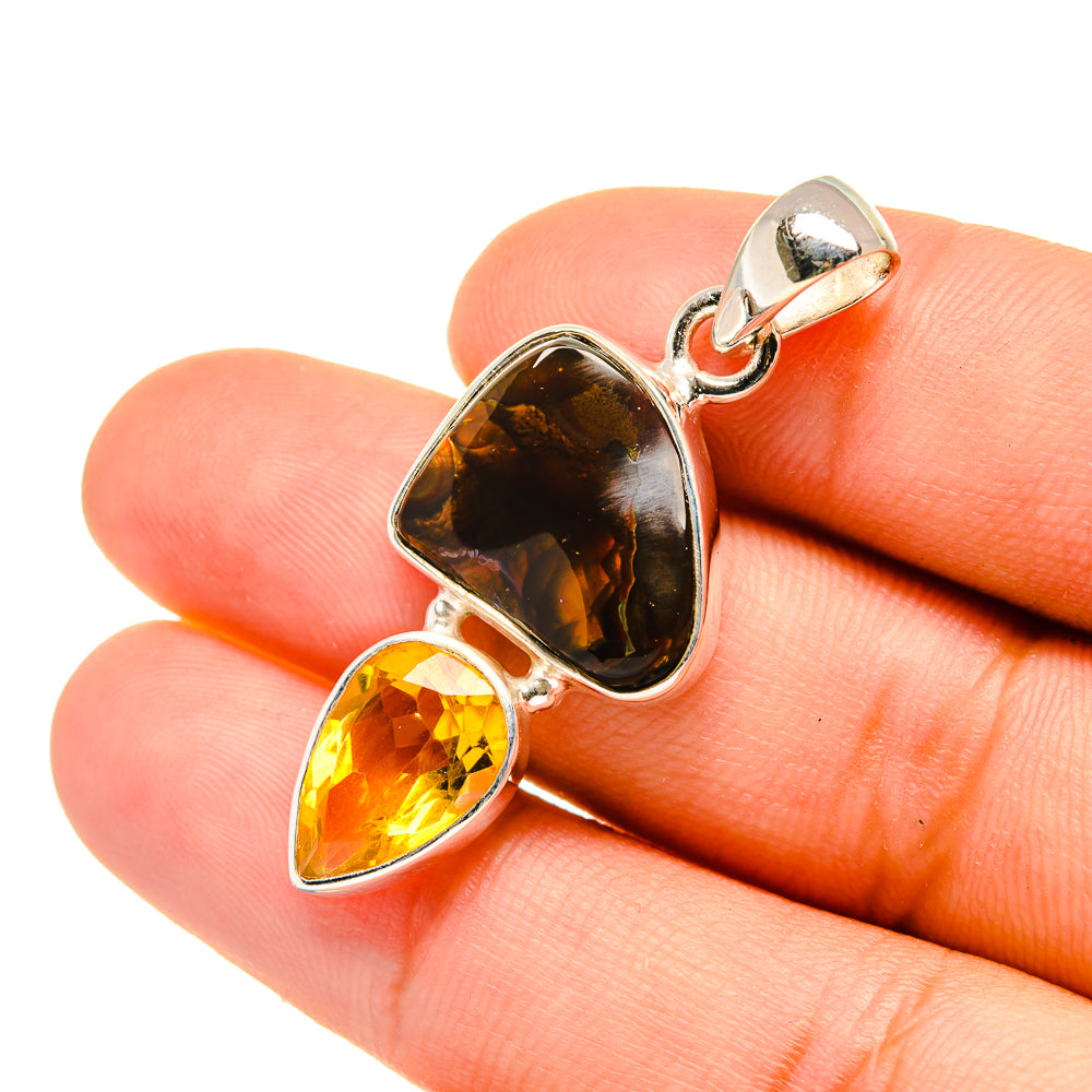 Mexican Fire Agate Pendants handcrafted by Ana Silver Co - PD5804